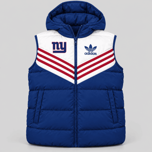 New York Giants | NFL Chevron Stripe Hooded Puffer Vest TD