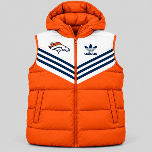 Denver Broncos | NFL Chevron Stripe Hooded Puffer Vest TD
