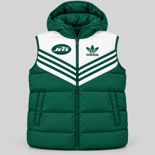 New York Jets | NFL Chevron Stripe Hooded Puffer Vest TD