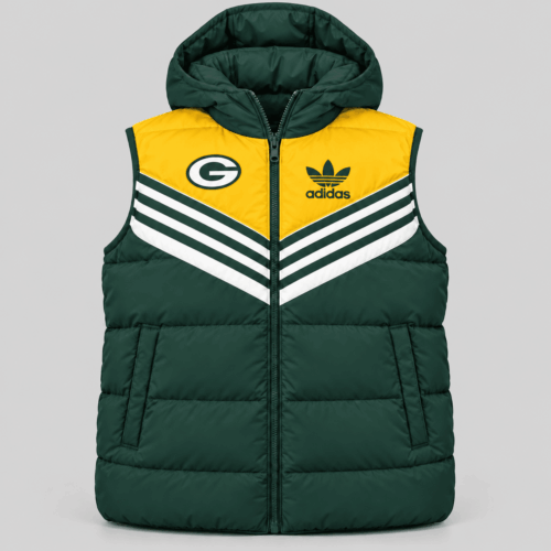 Green Bay Packers | NFL Chevron Stripe Hooded Puffer Vest TD
