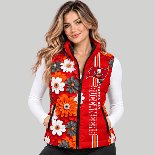 Tampa Bay Buccaneers | NFL 3D Floral Puffer Vest TD