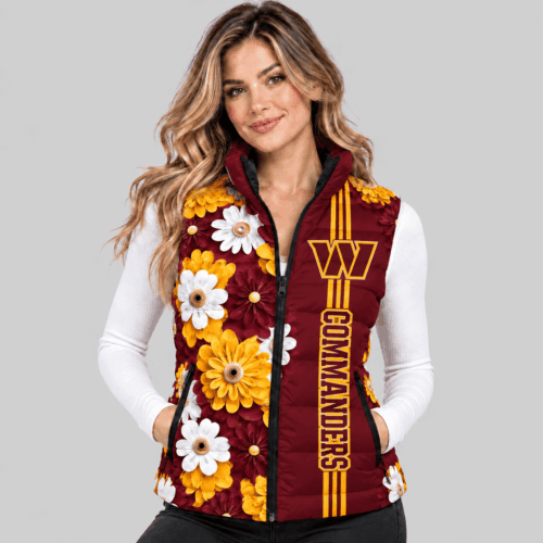 Washington Commanders | NFL 3D Floral Puffer Vest TD