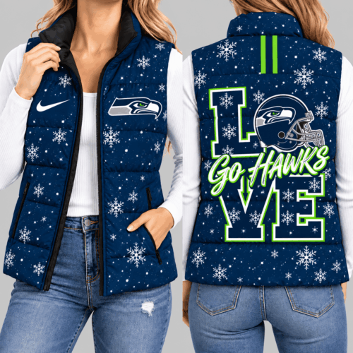Seattle Seahawks | NFL Snowflake Love Puffer Vest TD