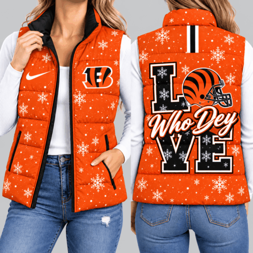 Cincinnati Bengals | NFL Snowflake Love Puffer Vest TD