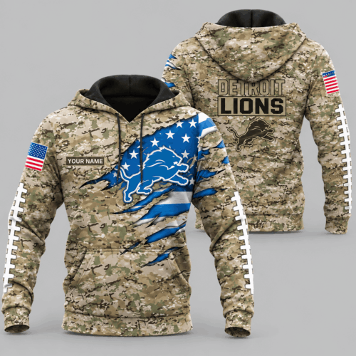 Detroit Lions | NFL Camo Flag Claw Mark Hoodie TD