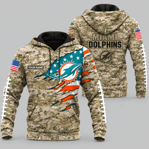 Miami Dolphins | NFL Camo Flag Claw Mark Hoodie TD