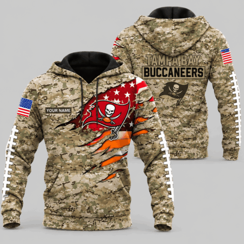 Tampa Bay Buccaneers | NFL Camo Flag Claw Mark Hoodie TD