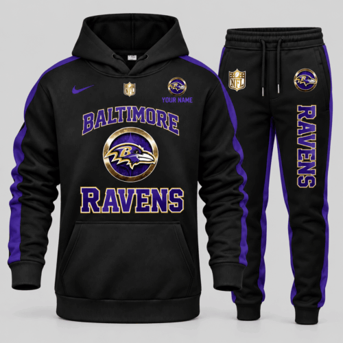 Baltimore Ravens | NFL Gold Emblem Hoodie Jogger Set TD