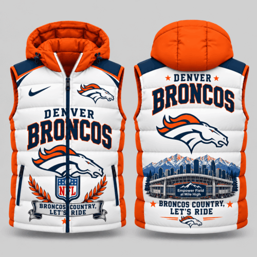 Denver Broncos | NFL Winged Crest Hooded Puffer Vest TD