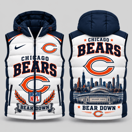 Chicago Bears | NFL Winged Crest Hooded Puffer Vest TD