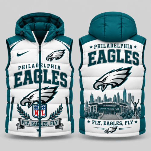Philadelphia Eagles | NFL Winged Crest Hooded Puffer Vest TD