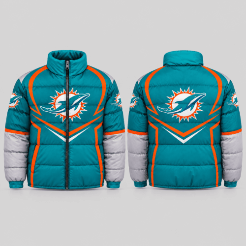 Miami Dolphins | NFL Chevron Panel Puffer Jacket TD