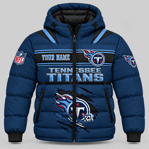 Tennessee Titans | NFL Torn Logo Hooded Puffer Jacket TD