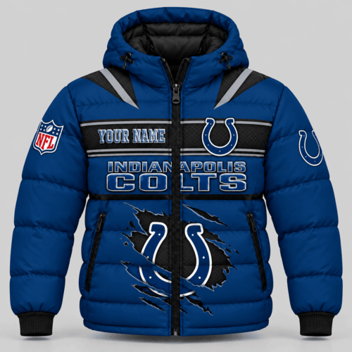 Indianapolis Colts | NFL Torn Logo Hooded Puffer Jacket TD