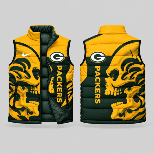 Green Bay Packers | NFL Skull Logo Puffer Vest TD