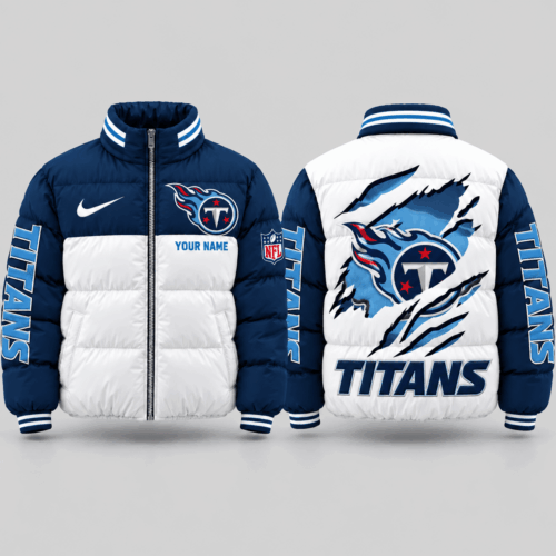 Tennessee Titans | NFL Torn Logo Color Block Puffer Jacket TD