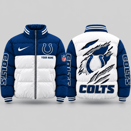 Indianapolis Colts | NFL Torn Logo Color Block Puffer Jacket TD