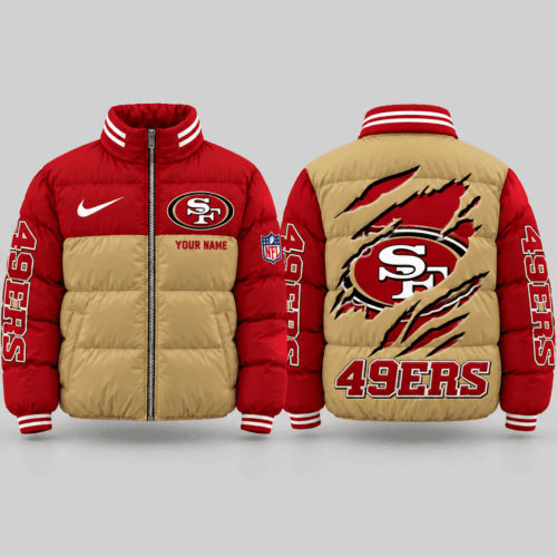 San Francisco 49ers | NFL Torn Logo Color Block Puffer Jacket TD
