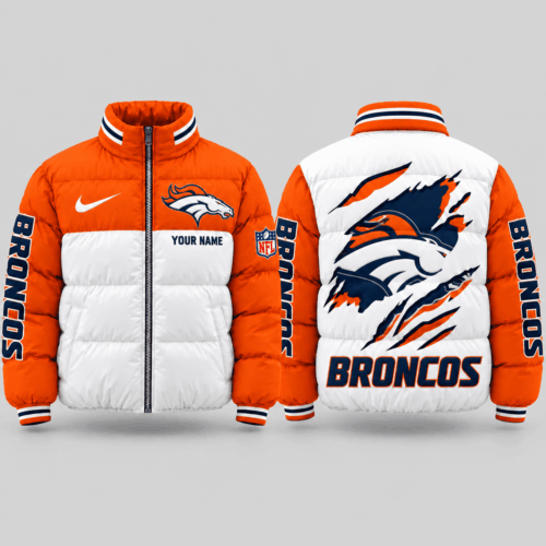 Denver Broncos | NFL Torn Logo Color Block Puffer Jacket TD
