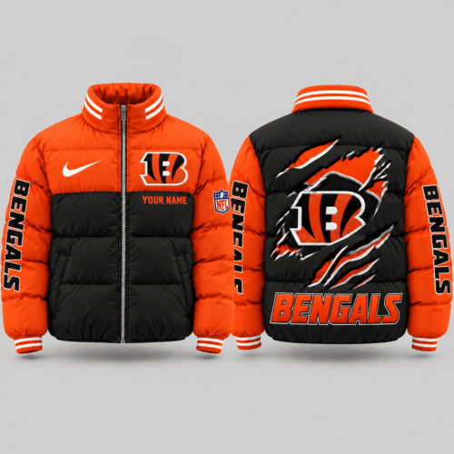 Cincinnati Bengals | NFL Torn Logo Color Block Puffer Jacket TD