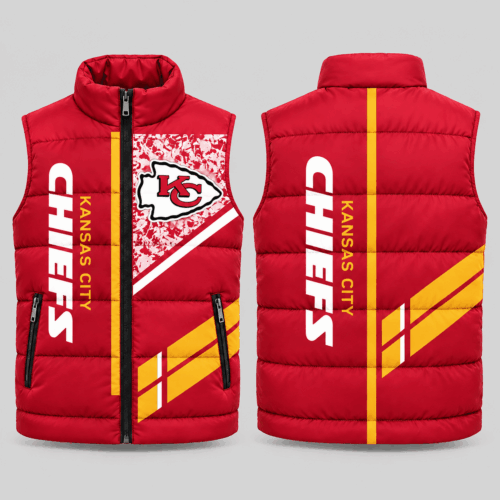 Kansas City Chiefs | NFL Diagonal Stripe Wordmark Puffer Vest TD