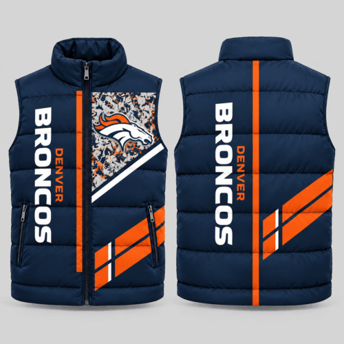 Denver Broncos | NFL Diagonal Stripe Wordmark Puffer Vest TD