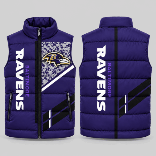 Baltimore Ravens | NFL Diagonal Stripe Wordmark Puffer Vest TD