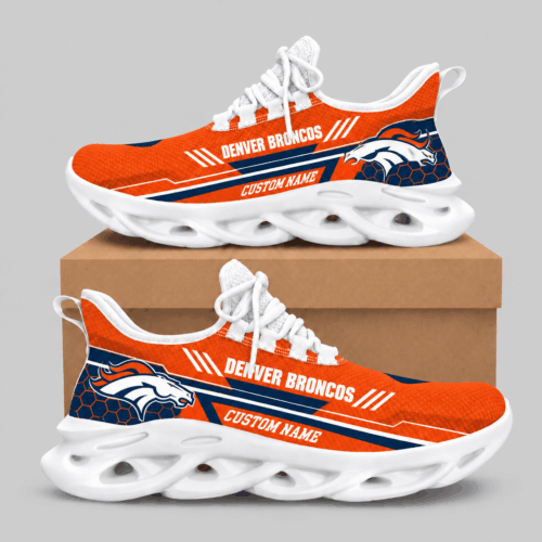 Denver Broncos | NFL Custom Name Wave Sole Sneakers TD