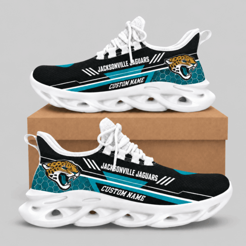 Jacksonville Jaguars | NFL Custom Name Wave Sole Sneakers TD