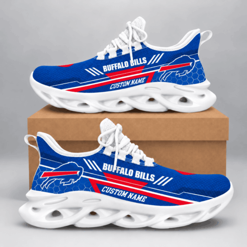 Buffalo Bills | NFL Custom Name Wave Sole Sneakers TD