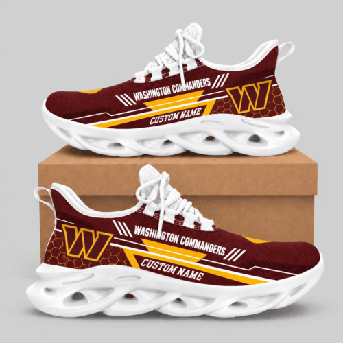 Washington Commanders | NFL Custom Name Wave Sole Sneakers TD