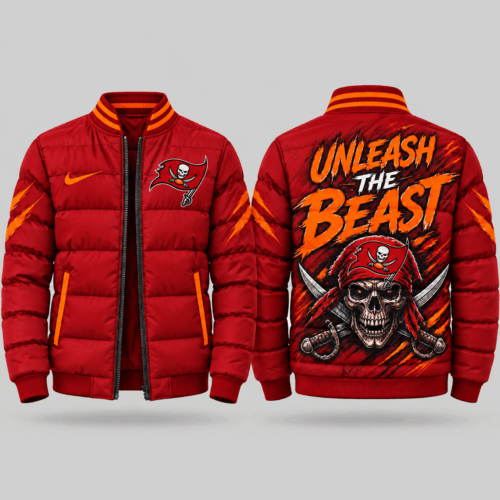 Tampa Bay Buccaneers | NFL Roaring Mascot Puffer Bomber Jacket TD