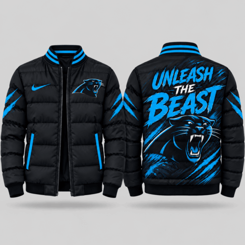 Carolina Panthers | NFL Roaring Mascot Puffer Bomber Jacket TD