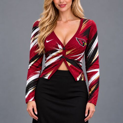 Arizona Cardinals | Premium NFL Vibrant Splash V Neck Button Cardigan NY