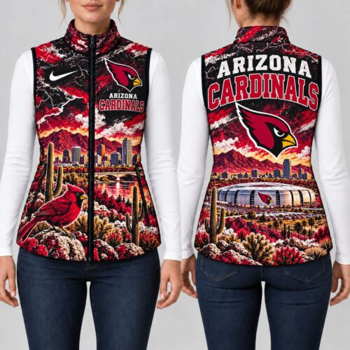 Arizona Cardinals | Premium NFL Sports Graphic Lightweight Puffer Vest Sleeveless Zip Up Winter Jacket NY
