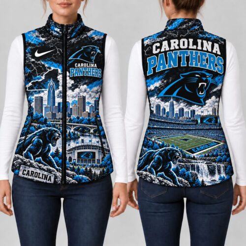 Carolina Panthers | Premium NFL Sports Graphic Lightweight Puffer Vest Sleeveless Zip Up Winter Jacket NY