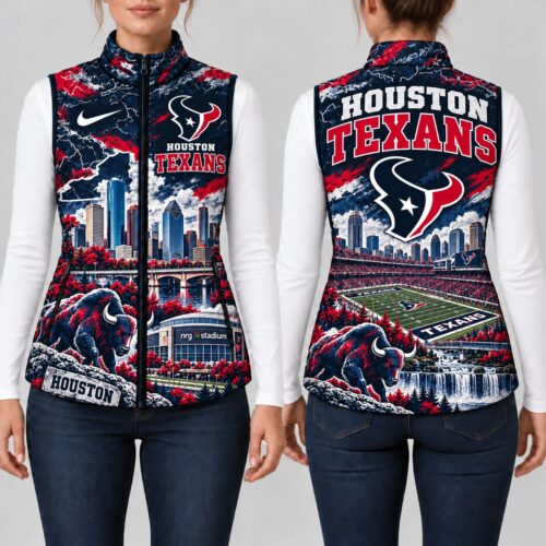 Houston Texans | Premium NFL Sports Graphic Lightweight Puffer Vest Sleeveless Zip Up Winter Jacket NY