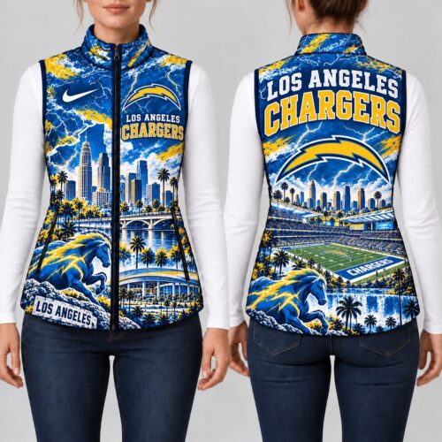 Los Angeles Chargers | Premium NFL Sports Graphic Lightweight Puffer Vest Sleeveless Zip Up Winter Jacket NY