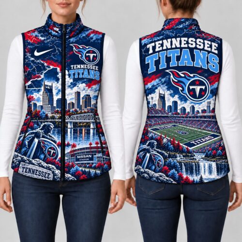 Tennessee Titans | Premium NFL Sports Graphic Lightweight Puffer Vest Sleeveless Zip Up Winter Jacket NY