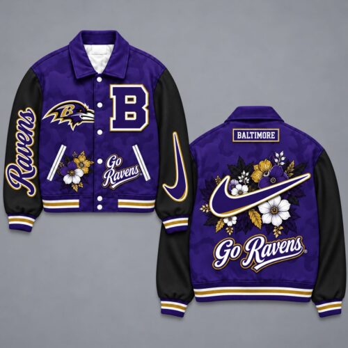 Baltimore Ravens | Premium NFL Floral Varsity Jacket NY