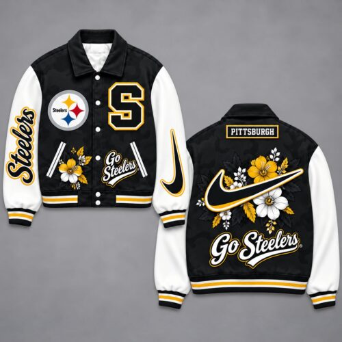 Pittsburgh Steelers | Premium NFL Floral Varsity Jacket NY