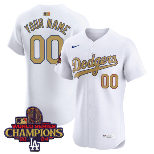 Los Angeles Dodgers 2025 Gold Vapor Premier Elite Custom Jersey - All Stitched
