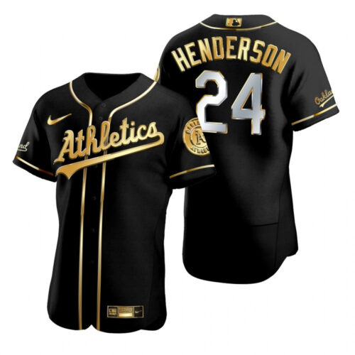 Rickey Henderson Oakland Athletics Black Gold Jersey - All Stitched
