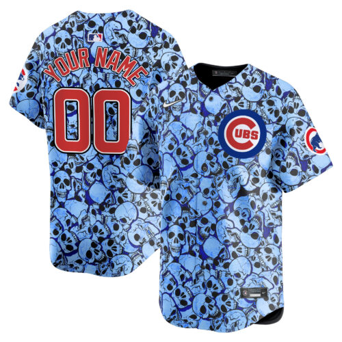 Chicago Cubs Halloween Skull Pile Vapor Premier Limited Custom Jersey - Printed