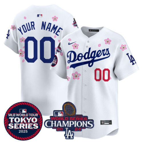 Los Angeles Dodgers Tokyo Series 2025 World Series Champions Patch Vapor Premier Limited Custom Jersey - Stitched