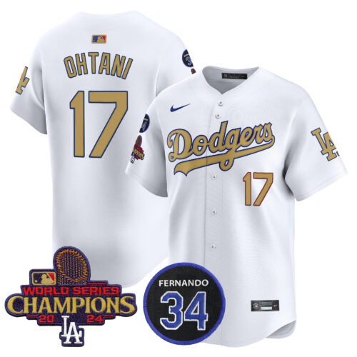 Men's Los Angeles Dodgers 2025 #34 Fernando Patch Gold Vapor Premier Limited Jersey - All Stitched