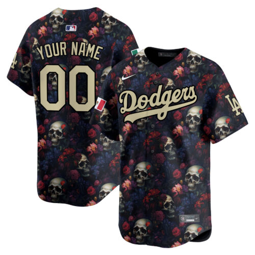 Los Angeles Dodgers Skull & Roses Vapor Premier Limited Custom Jersey - Printed