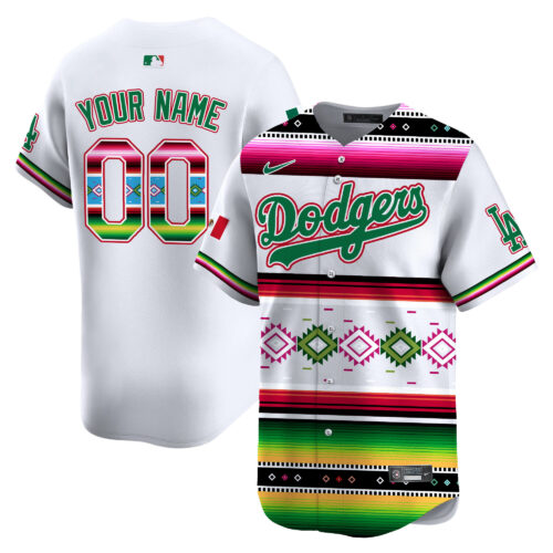 Los Angeles Dodgers Mexico Vibrant Serape Vapor Premier Limited Custom Jersey - Printed