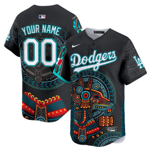 Los Angeles Dodgers Mexico Xoloitzcuintle Aztec Vapor Premier Limited Custom Jersey - Printed