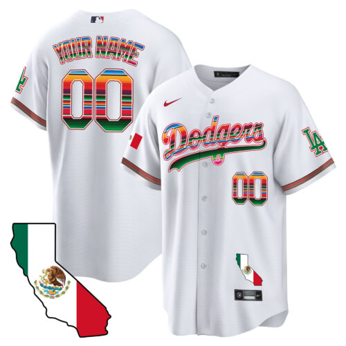 Los Angeles Dodgers Mexico California Map Cool Base Custom Jersey - All Stitched